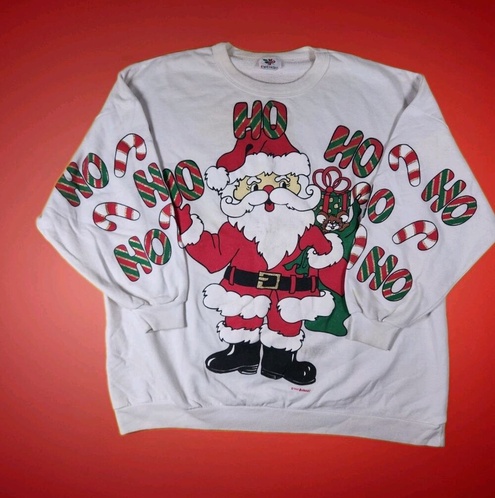 Vintage 90s 1993 Briazzi Santa Claus Christmas Sweatshirt Nutcracker 26x27 Boxy